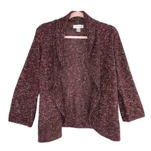 Christopher & Banks Red Variegated Open Shawl Collar Cardigan Sweater size
